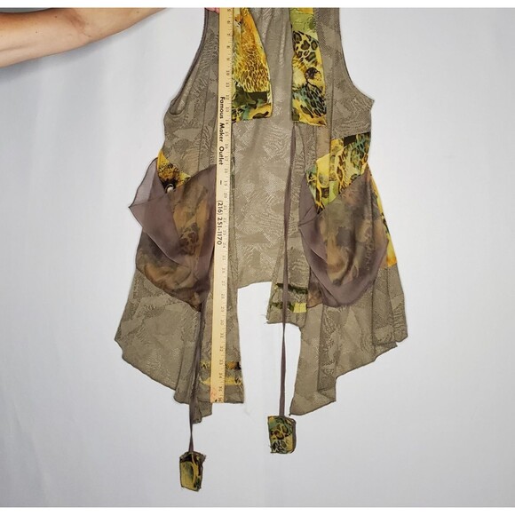 Ania A Long Cardigan Vest Womens XL Ruffle Sleeveless Artsy Boho Grunge Forest - Picture 8 of 9